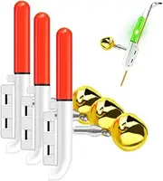 3Pcs Fishing Rod Tip Light with Bell, LED Bite Alarm Alert for Night Fishing, Clip On Glow Stick for Pole Tips, Smart Light for Bass Trout Catfish Crappie, Strike Alert, Fishing Rod Light Beacon