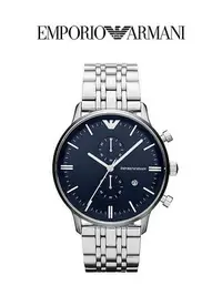 在飛比找Yahoo!奇摩拍賣優惠-Armani亞曼尼大氣藍盤簡約男錶 時尚商務石英腕錶AR16