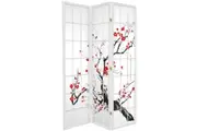 Cherry Blossom Room Divider Screen White 3 Panel