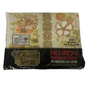 NOS Vintage Fitted Double/FULL Sheet Foxcroft Garza Gold Orange Floral No Iron