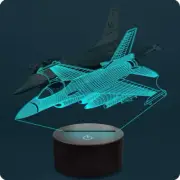 3D Airplane LED Night Light Lamp - 16 Color Changing Desk Decor, Touch Control