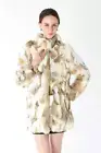 Women Real Rabbit Fur Coat Mandarin Collar Natural Fur Jacket Long Overcoat