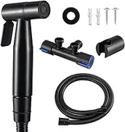 Handheld Bidet Sprayer - QINGYZQ Bathroom Sprayer with Hose Kit, Adjustable Water Pressure, Stainless Steel Nappy Purifier Sprayer for Feminine Hygiene, Baby Cleaning, Pet Bathing (Black)