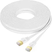 Fumitt Cat 8 Ethernet Cable 8m, High Speed 40Gbps 2000MHz Flat Internet Network Cables, RJ45 Shielded Gigabit LAN Patch Cords Compatible with Router Switch Modem Gaming Console Laptop (White)