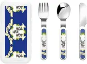 Connecticut State Flag 3 Piece Set For Camping Stainless Steel Flatware, Spoon, Fork, Knife, Ideal For Outdoor