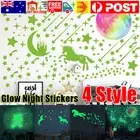 Glow In The Dark Rainbow Moon Stars Unicorn Wall Sticker Kids Room Fun Decor