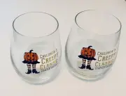 Mud Pie Cauldron's Creepy Classic Fall Pumpkin Stemless Wine Glasses Two