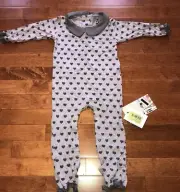 Kickee Pants Bamboo Feather Hearts Peter Pan Collared Romper 2T New