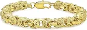 [The Bling Factory] 8mm 14k Gold Plated Diamond-Cut Byzantine Rope Textured Link Bracelet + Microfiber Jewelry Polishing Cloth
