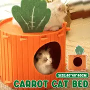 Soft Felt Cat Cave Bed Semi Enclosed Scratching House Cozy Warm Carrot Design AU