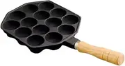 Ikenaga Iron Living with Iron Snack Gourmet Round Plate Wooden Handle 14 Holes Induction Compatible, Gift Wrapping Specifications