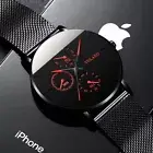 Fashion Mens Business Black Watches Luxury Stainless Steel Ultra Thin Mesh Belt
