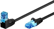Goobay 51530 CAT 6A 90° Ethernet Patch Cable - 2m Black, U/UTP RJ45 for PlayStation, Xbox, LAN, DSL