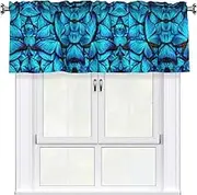 DEXNEL Many Blue Butterfly Home Curtain Valance Window Treatment For Living Room, 54 X 18 Inch