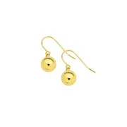 9ct Gold 8mm Polished Ball Hook Drop Earrings
