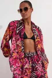 Beach Tropical Georgette Beach Shirt