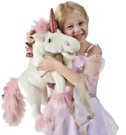 Folkmanis New Music Box Unicorn Hand Puppet#3161 Large White & Pink Wind-Up Tail