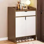 Shoe Cabinet with Drawers and Doors, Wooden Shoe Storage Cabinet with Adjustable Shelves, 4 Tier Shoes Rack Organizer for Entryway, Hallway, Living Room, Bedroom,A,60cm