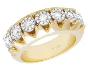 Mens 14K Yellow Gold Genuine Diamond Cluster Wedding Fit Band Ring 1 1/3 CT 10MM