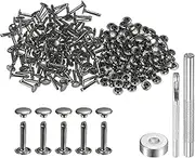 uxcell 100 Sets Leather Rivets 9mm x 16mm Metal Double Cap Rivet Snaps Studs Fasteners with 3pcs Setting Tools Rivets for Leather Craft DIY Repair Decoration, Gunmetal