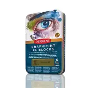 Derwent Graphitint XL Blocks 6 Tin, Set of 6, 60mm Extra-Large Block, Water-s...