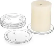5PCS Clear Glass Candle Plates 3 Inch Pillar Candle Holders, Glass Coasters Small Round Candle Base & Plates and Trays for Dining Wedding Table Centerpieces