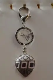 Jilzarah Latte Brown Heart Inlay Clip Keychain Polymer Clay Bead Handmade GD7