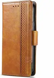 [YBROY] Case for Samsung Galaxy Z Fold5 5G, Magnetic Flip Leather Premium Wallet Phone Case, with Card Slot and Folding Stand, Case Cover for Samsung Galaxy Z Fold5 5G.(Light Brown)