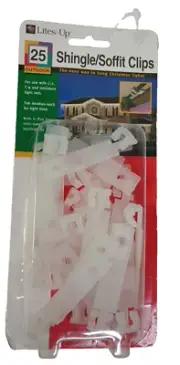 Shingle or Soffit Christmas Light Clips Hooks Pack of 25 Lites Up New