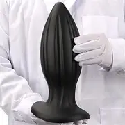 BDSM 5 Sizes Huge Anal Plug Dildos Cone Shape Anal Dilator Soft Silicone Butt Plug G-Spot Vaginal Massage Anal Plug Sex Toys for Men Women(Black Schwarz,XL)