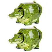 2PK Outback Mates 3D Croc Bobble Head Ceramic Coffee/Tea Animal Mug 17x13cm GRN