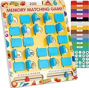 ABERLLS Travel Memory Game - Wooden Board, 7 Double-Sided Cards Games for Age 3+ Year Old Kids