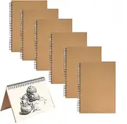 Small Spiral Notebook, 120 Lined Pages Spiral Journal Kraft Cover Notebooks & Writing Pads for School Home Office Aesthetic Sketch Drawing Note (Kraft Cover) 6 Packs Loopunk