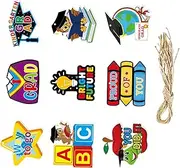 Kindergarten Grad Tags | 9 Pieces Congrats Grad Tags - Paper Pendant with String for Celebration Decor Preschool Classroom
