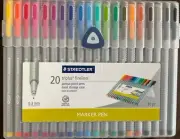Staedtler ~ Triplus Fineliner 0.3mm Marker Pens 20 Colors in easel storage case