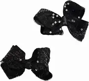 NYFASHION101 Toddlers' Girls' Smooth Grosgrain Ribbon Bow Alligator Clip, Sequin Black