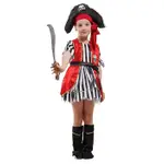 熱銷-瘋狂派對萬聖節服裝萬聖節裝扮變裝派對兒童變裝服海盜服裝紅背心小女海盜-糖糖精選