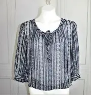 Womens Banana Republic PL Petite Large NWT $60 Peasant blouse top Blue White