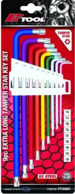 9pc Extra Long Torx tamperproof star key set PT30601