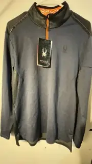 SPYDER ACTIVE Men’s Performance ¼ Zip Pullover Long Sleeve Shirt -M-blue-blk-Gy
