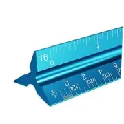 Architectural Scale Ruler, 12" Aluminum Architect Scale, Triangular Blue