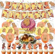 LFCFDX Capybara Birthday Party Supplies Capybara Party Decorations Includes Capybara Happy Birthday Banner, Cake Topper, Cupcake Toppers, Balloons