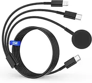 Jeenek 3-in-1 Charging Cable for Apple Watch & iPhone, 2M USB C, Compatible with Apple Watch Series 9/8/7/6/SE/5/4/3/Ultra & iPhone 15 Pro Max/14 Plus/13/12