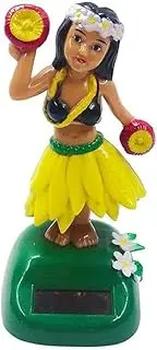 Solar Powered Hula Girl Dancing Figures Decoration, Swinging Hawaiian Girl Doll Car Dashboard Ornaments for Car Interior Home Party Decor Learning Portable