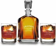wooden box-Custom bourbon decanter set - Scotch Decanter with box