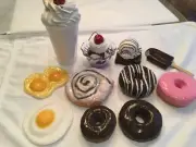 Display Faux Food Prop Diner Donuts Milkshake Eggs Handmade LOT of 11 NEW