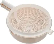 Vegetable Washing Basket Manual Plastic Strainer Double- Layer Draining Basket Bowl Filter Fruit Grater Washing Basin Kitchen Utensil Set for Home Kitchen Use Beige (Color : Beige)