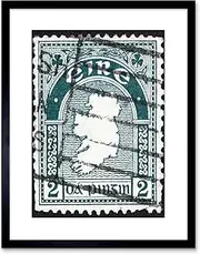 Postage Stamp Ireland Vintage Map Photo Framed Wall Art Print