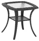 Small Outdoor Glass Top Patio Wicker with Storage for Backyard, Side Table