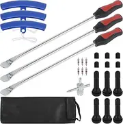 LYIYEYAN Tire Spoons Set, 15.5 Inches Steel Tire Changing Tool, Motorcycle Tire Changer, Tire Removal Tool Includes Rim Protectors, Rustproof Tire Spoon Levers for Motorcycle Bicycle Tire Replacement